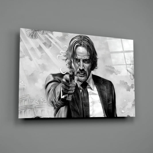 Gunslinger in a Black Suit Glass Wall Art