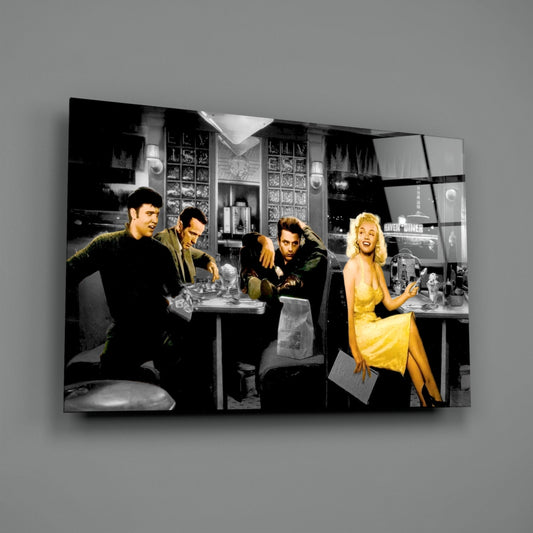 Retro Icons at the Cafe Glass Wall Art