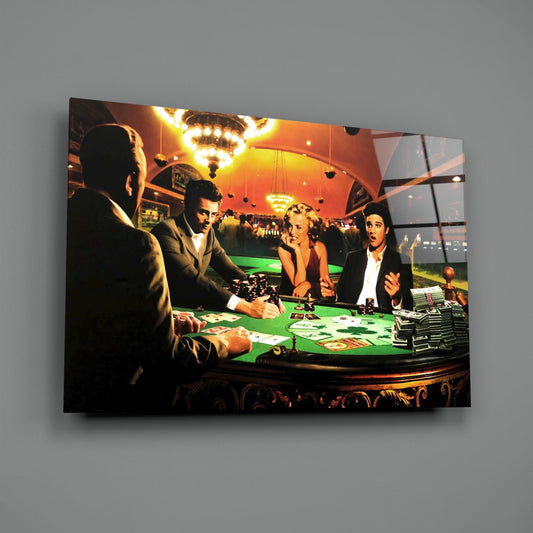 Casino Poker Table Chandelier Glass Wall Art