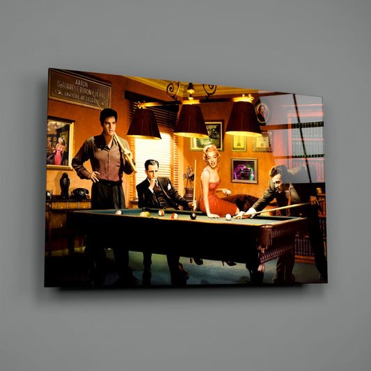 Retro Icons at the Pool Hall V2 Glass Wall Art