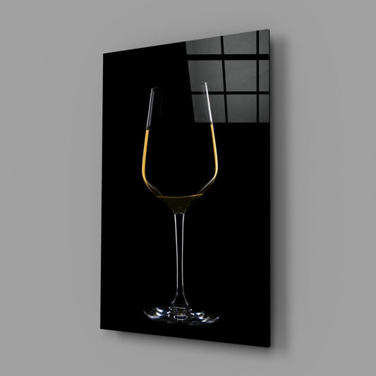 Golden Rim White Wine Glass Silhouette Glass Wall Art