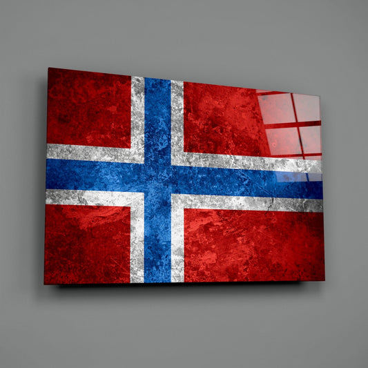 Stone Texture Norway Nordic Cross Flag Glass Wall Art