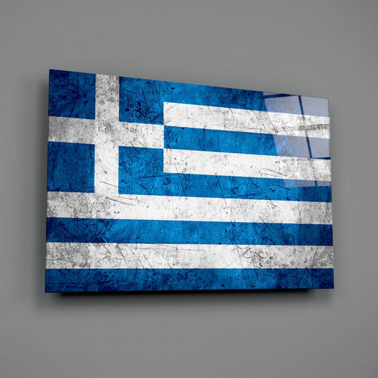 Flag of Greece Glass Wall Art