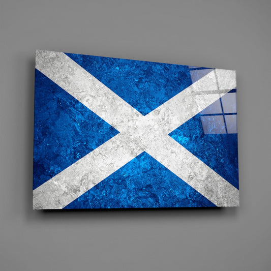 Icy Marble Deep Blue Scotland Flag Glass Wall Art
