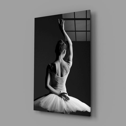 Black and White Tutu Ballerina Glass Wall Art