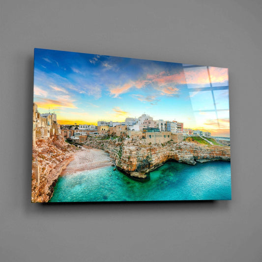 Cliff Village Coastal Glass Wall Art Otarealm