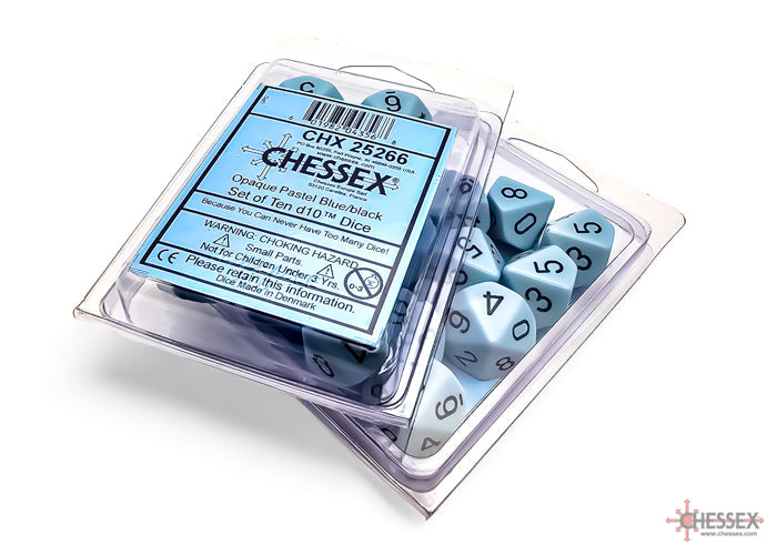 Opaque Pastel Blue/back | 7-Dice, 16mm, 12mm, d10s by Chessex