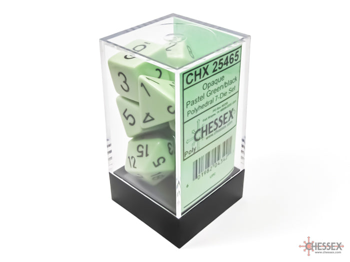 Opaque Pastel Green/back | 7-Dice, 16mm, 12mm, d10s by Chessex