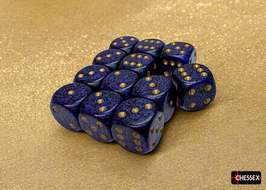Speckled 16mm D6 RPG Chessex Dice | Golden Cobalt - Purple and Black (sold per piece)