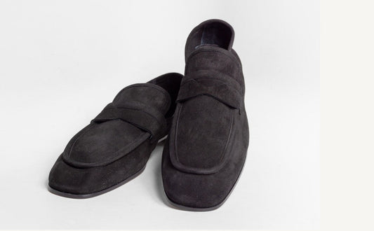 C Collection Suede Penny Loafer - Black