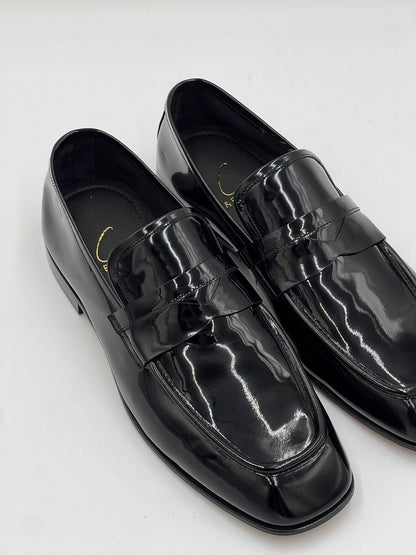 C Collection Patent Leather Penny Loafer - Black