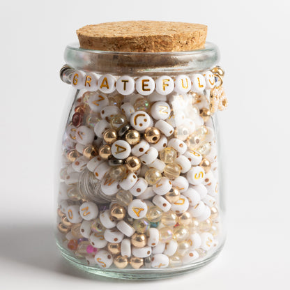 Gold Bow Charm Gold and White Letter Beads Smiley Face Beads DIY Jar