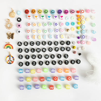 Colorful Rainbow Letter and Charm DIY Bead Box