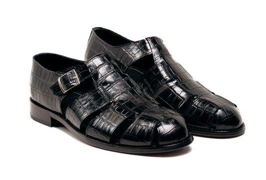 C Collection Crocodile Sandal - Black