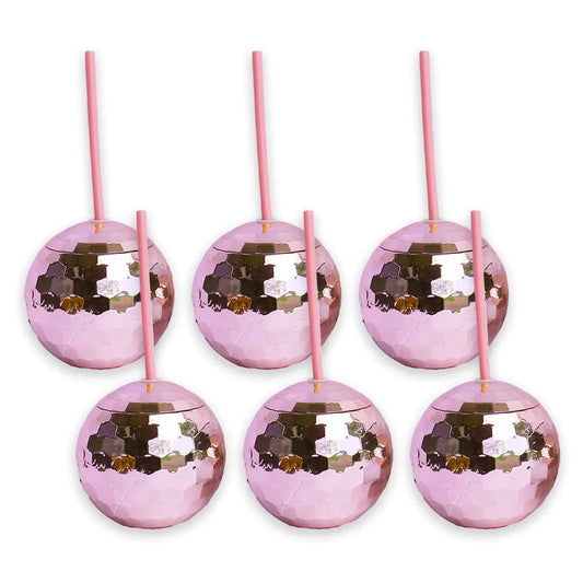 Pink Disco Ball Sipper Bundle (set of 6)