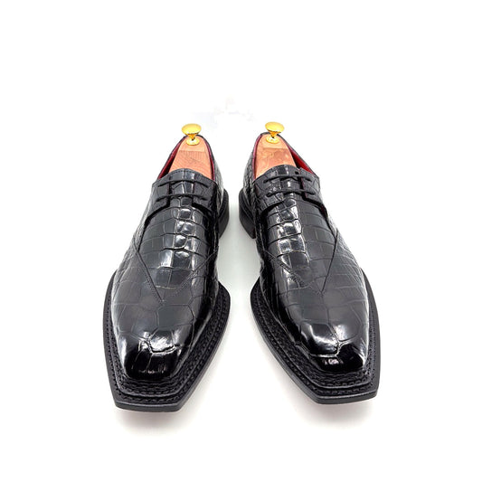 Maurice Legend Custom Made Alligator Lace-Up Shoe - Black