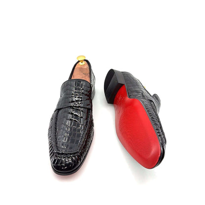 C Collection Crocodile Leather Loafer - Black Otarealm