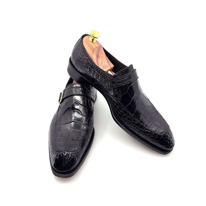 Maurice Sargeant Alligator Monkstrap - Black Otarealm