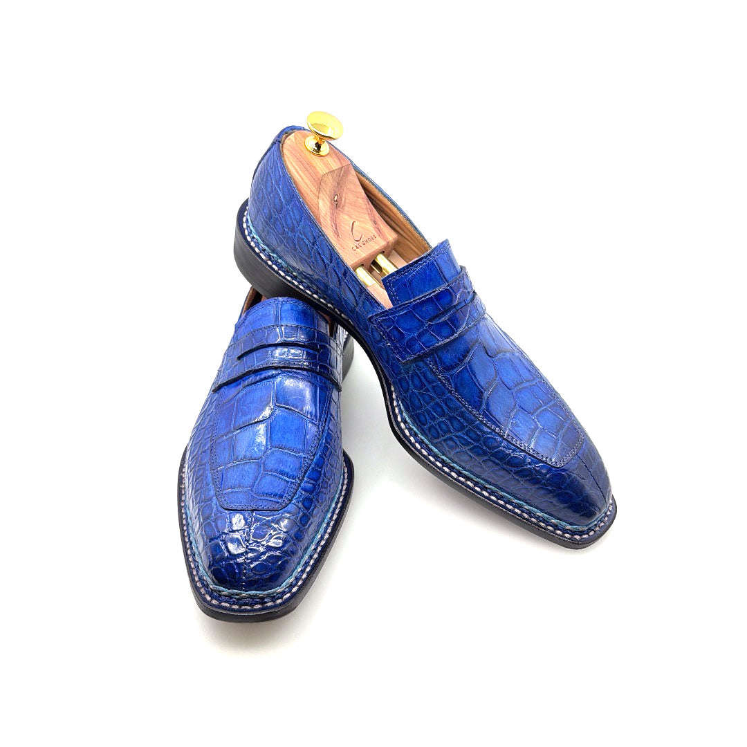 Maurice Carolina Custom Made Alligator Loafer - Cobalt Blue Otarealm