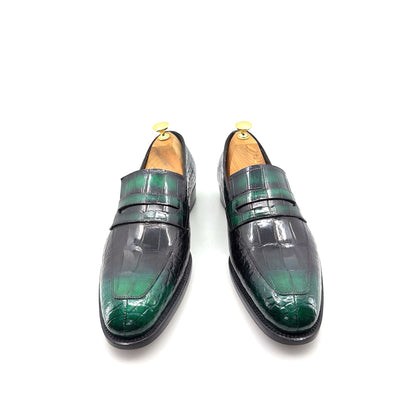 Maurice Mirage Custom Made Alligator Loafer - Green