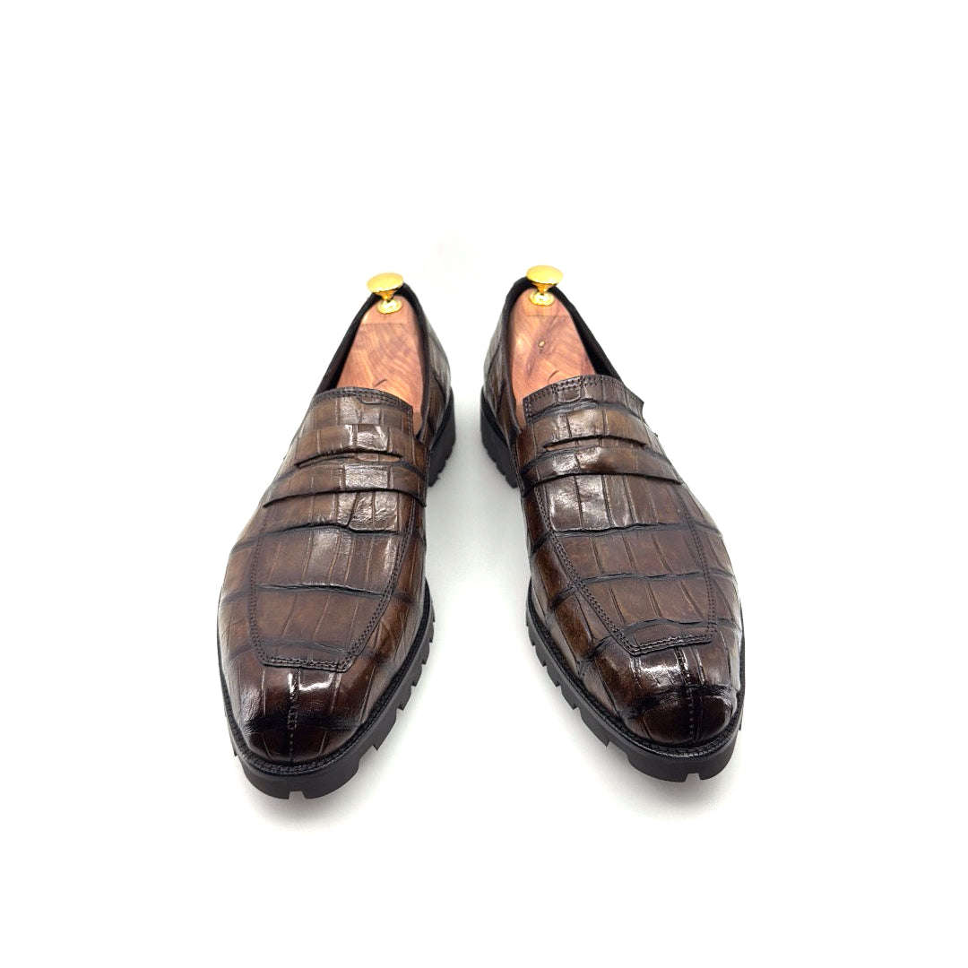 Maurice Carolina Custom Made Alligator Loafer - Brown Otarealm