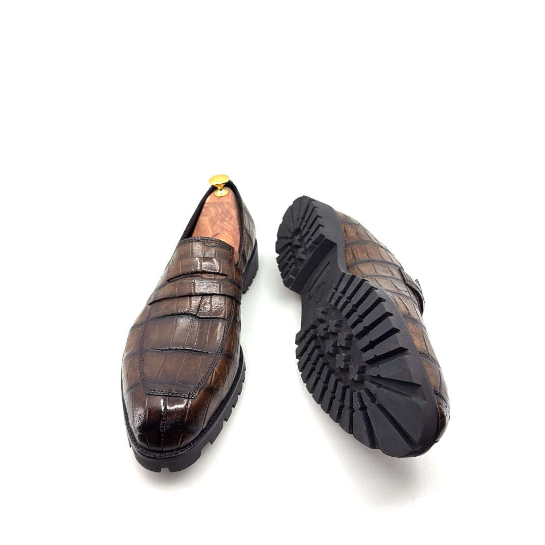 Maurice Carolina Custom Made Alligator Loafer - Brown Otarealm