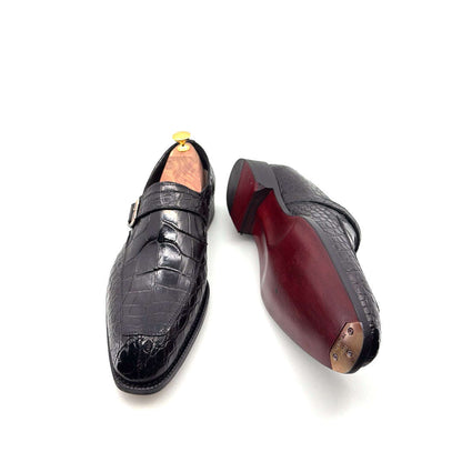 Maurice Sargeant Alligator Monkstrap - Black Otarealm