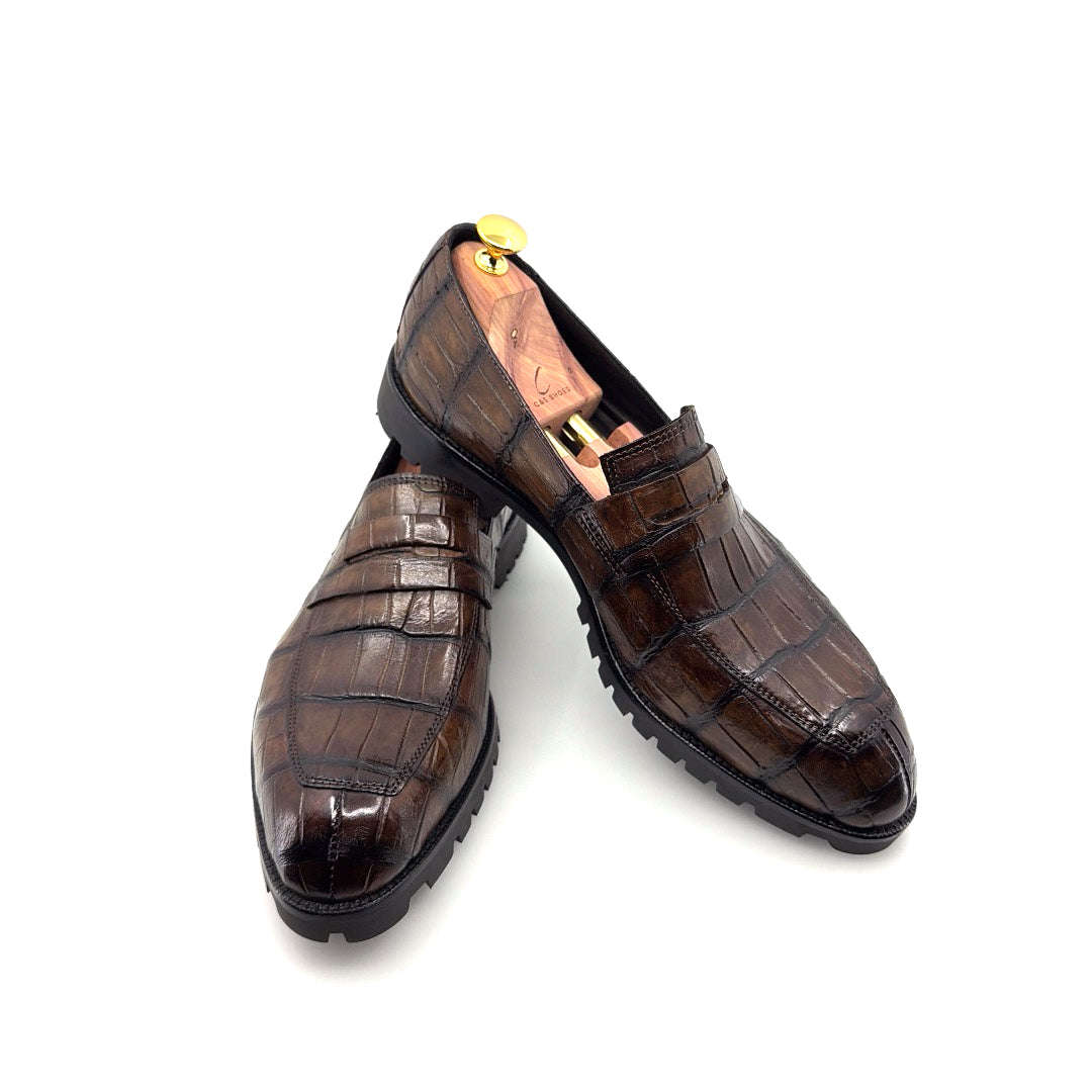 Maurice Carolina Custom Made Alligator Loafer - Brown Otarealm