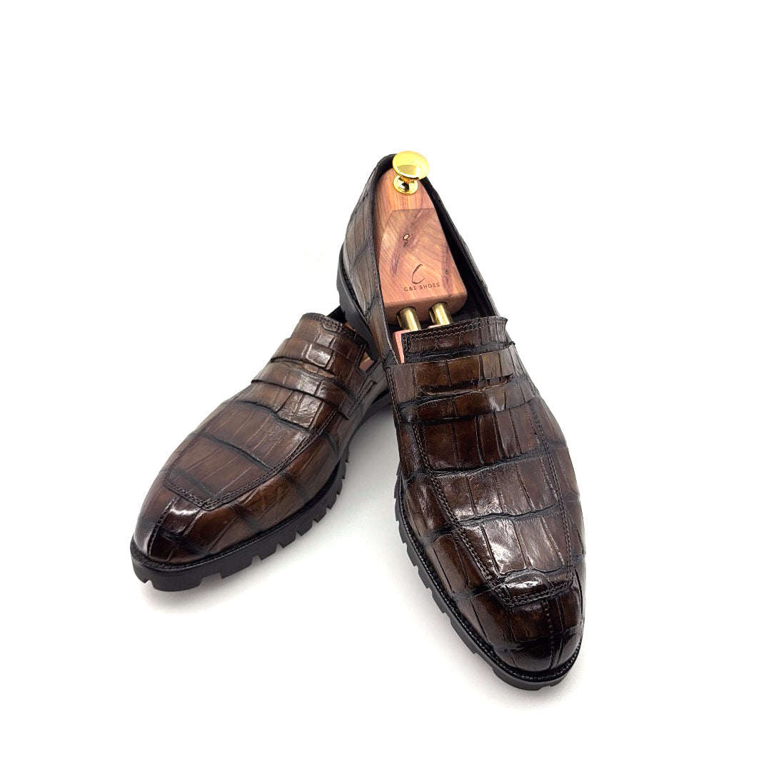 Maurice Carolina Custom Made Alligator Loafer - Brown Otarealm
