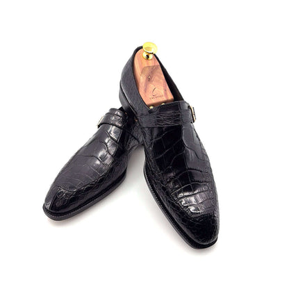 Maurice Sargeant Alligator Monkstrap - Black Otarealm