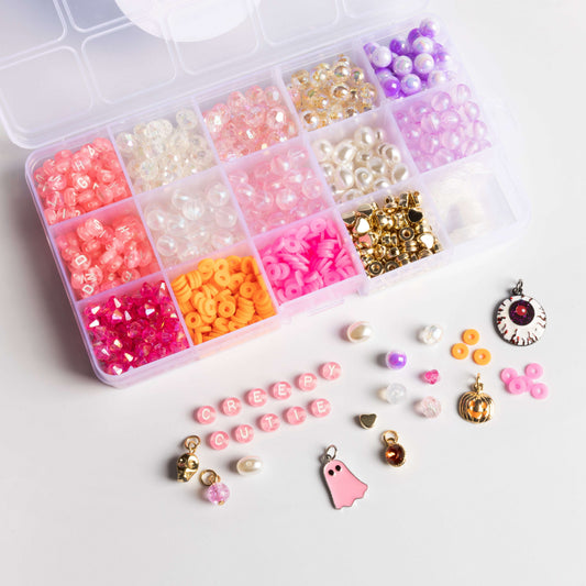 Cute Ghost Charm Pastel Halloween Pink Letter Beads and Pearls DIY Kit Otarealm