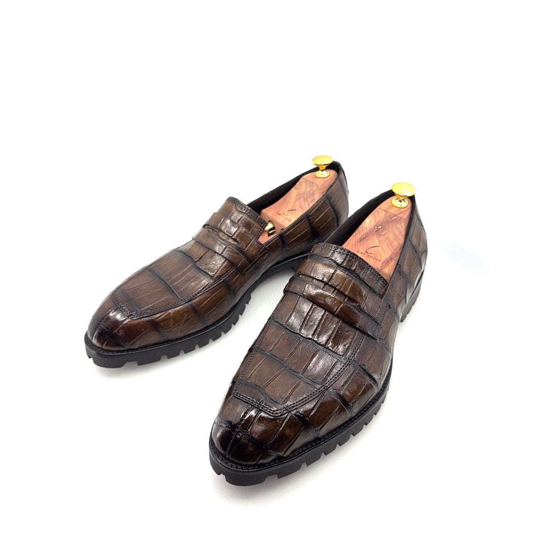 Maurice Carolina Custom Made Alligator Loafer - Brown Otarealm
