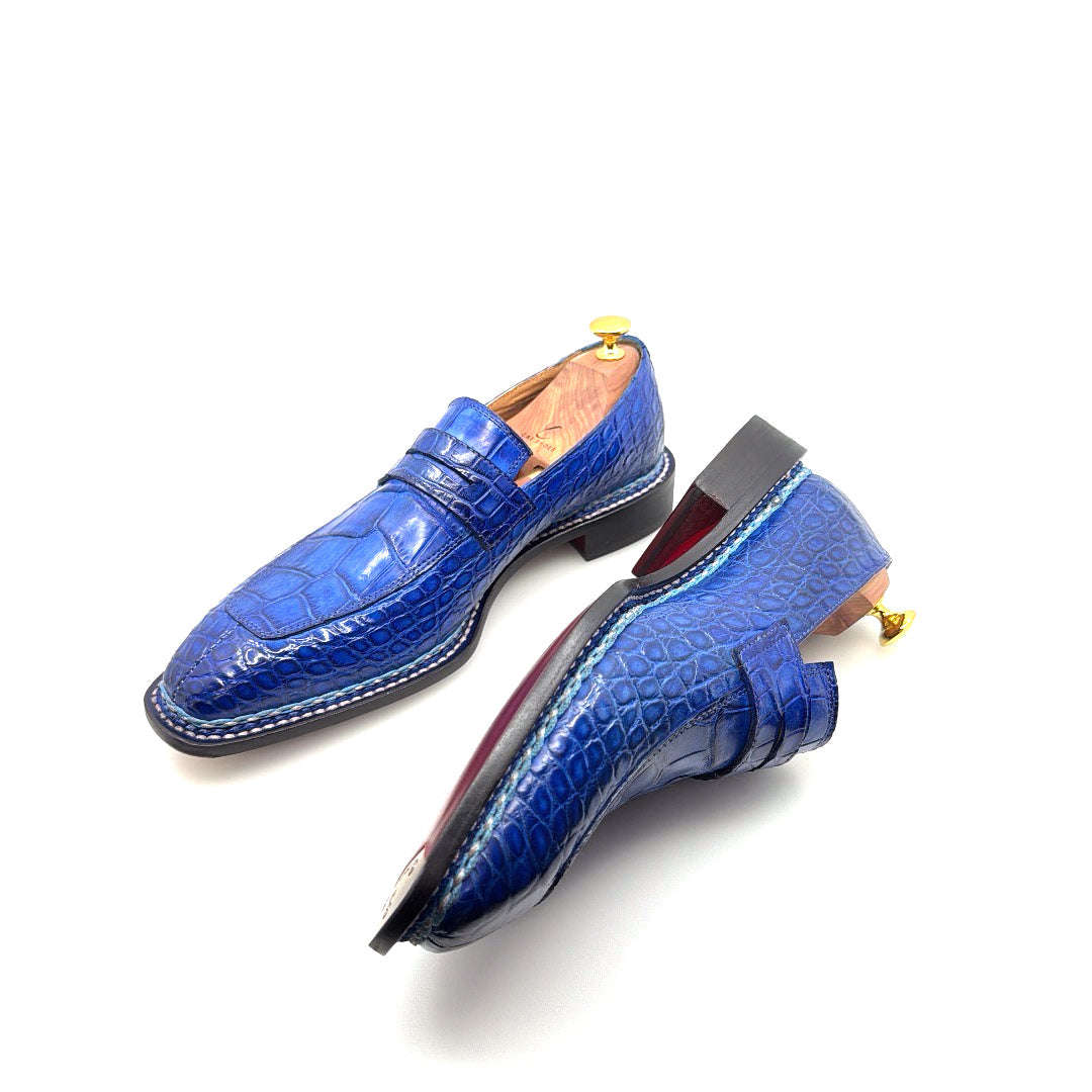 Maurice Carolina Custom Made Alligator Loafer - Cobalt Blue Otarealm