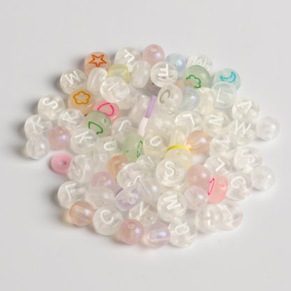 Aura Bead Kit with Clear Letter Beads Pastel Accents and Glitter Heart Charm DIY Jar