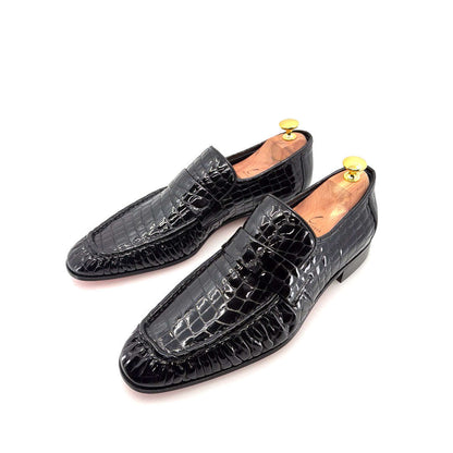 C Collection Crocodile Leather Loafer - Black Otarealm