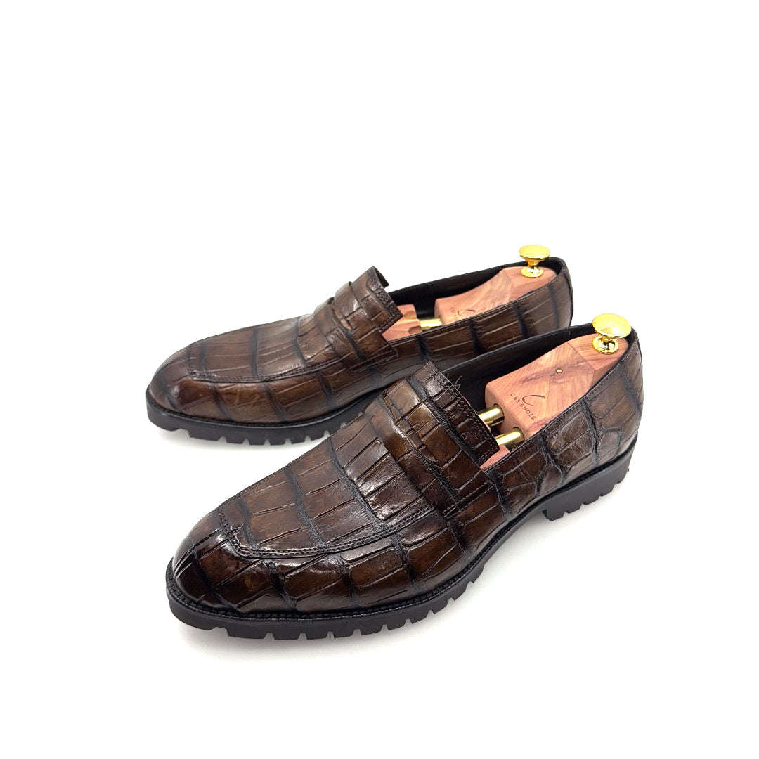 Maurice Carolina Custom Made Alligator Loafer - Brown Otarealm