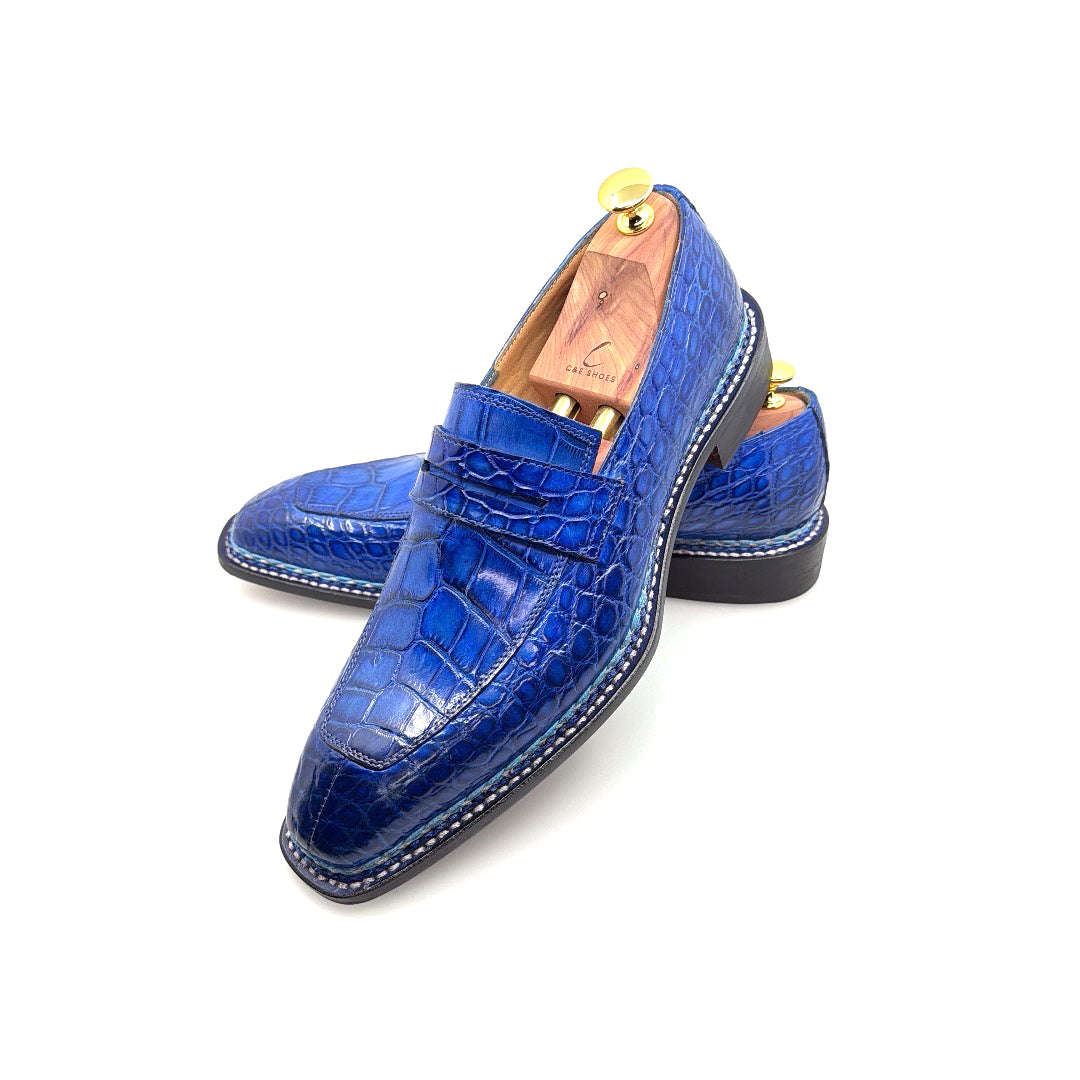 Maurice Carolina Custom Made Alligator Loafer - Cobalt Blue Otarealm