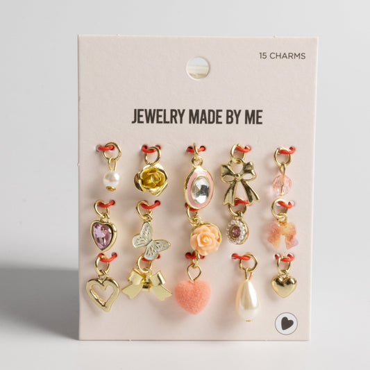 Pretty Little Things Charm Set Pink & Pearl Girlie Charm Set of 15 Coquette Charms