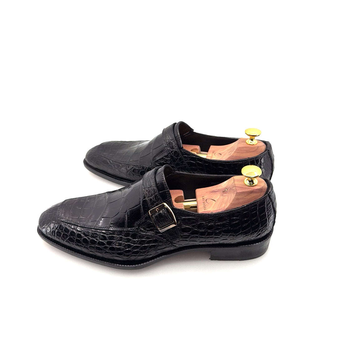 Maurice Sargeant Alligator Monkstrap - Black Otarealm