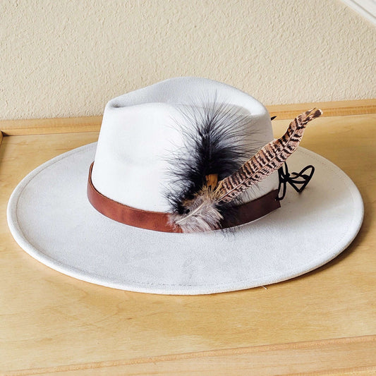 Brown Leather Hat Band w/ Feather Accents 952m Otarealm