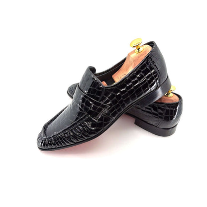 C Collection Crocodile Leather Loafer - Black Otarealm