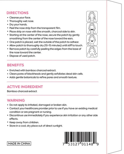Patch Stash BLACKHEADS BE GONE Charcoal Pore Strip– 10 Count, Deep Cleansing Blackhead Remover Nose Strips