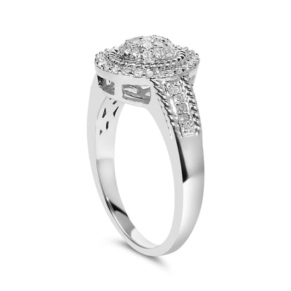 .925 Sterling Silver 1/3 Cttw Pave Set Round-Cut Diamond Braided Halo Cocktail Ring (I-J Color, I2-I3 Clarity) - Size 7 Otarealm