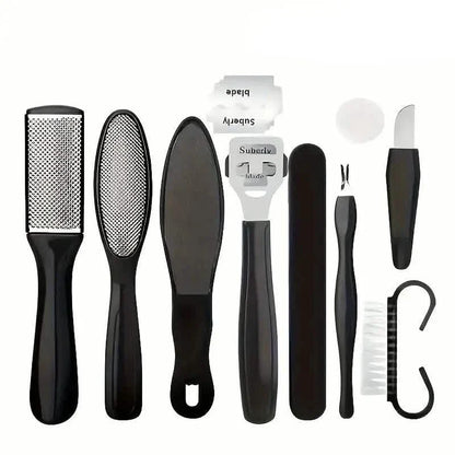 10-Piece Set: Stainless Steel Foot Care Kit - Portable Pedicure & Manicure Set