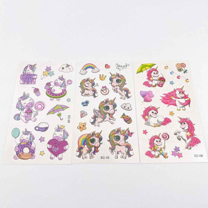 Cartoon Unicorn Tattoos – 10 Sheets for Girls Birthday Parties