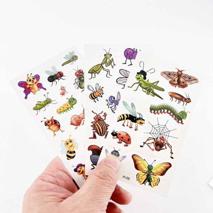Cartoon Bugs Tattoos – 10 Sheets Non-Toxic Waterproof Stickers
