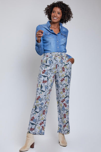 Women's Drawstring Wide Straight Pant with Tie (L)