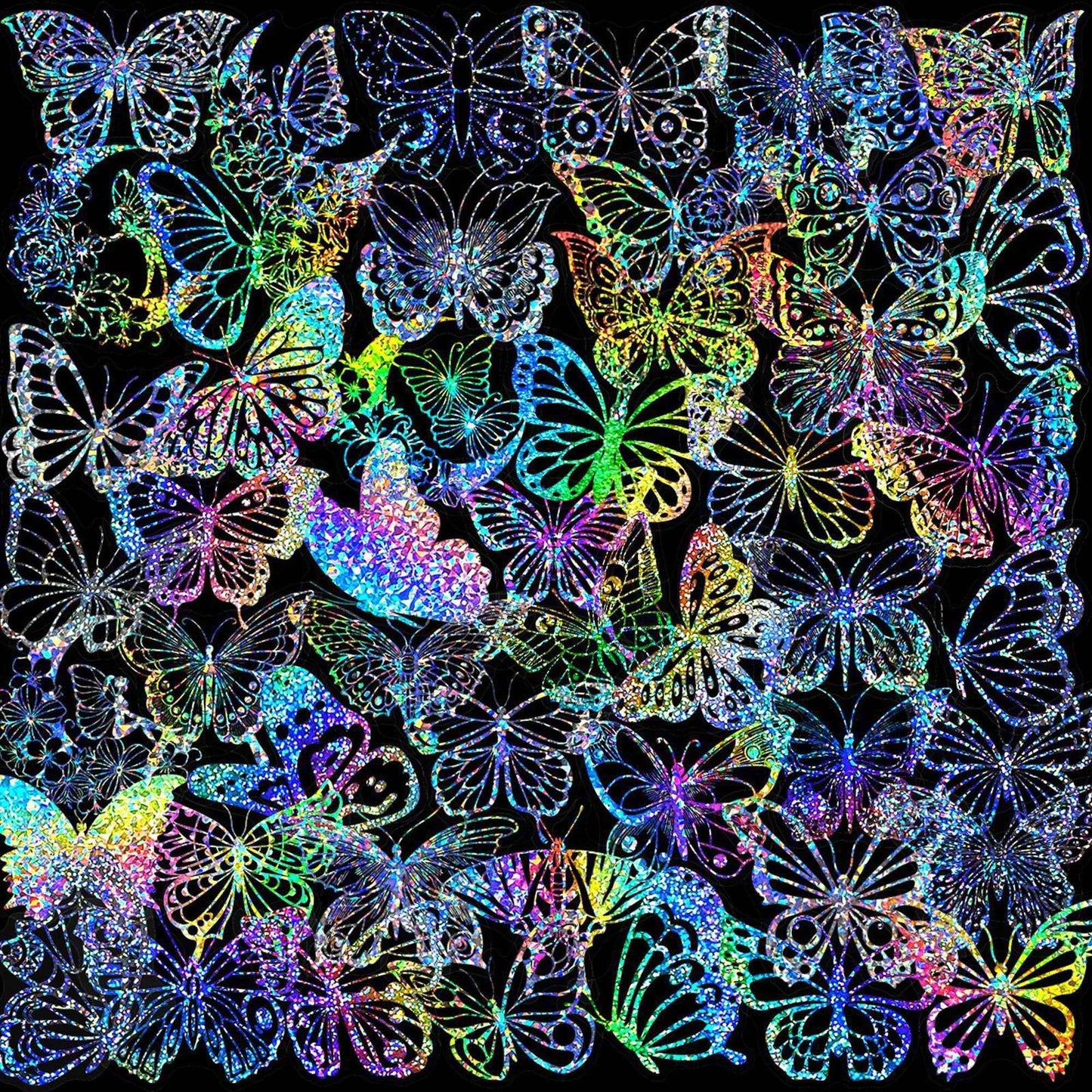 100pcs Butterfly Holographic Stickers – Waterproof Vinyl Set