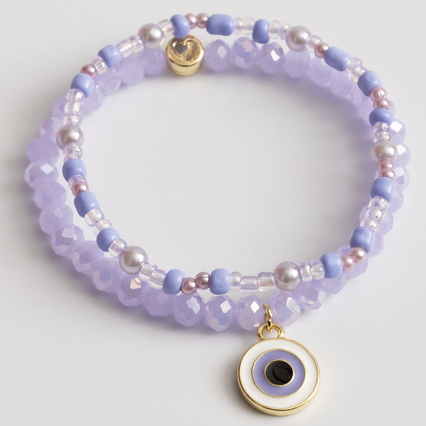 Bohemian Jewelry Lavender Beads Purple Evil Eye Charm Protection Jewelry Bracelt Duo