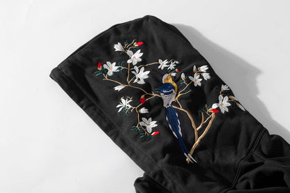 KH9083 Flowers Birds Embroidery Hoodie